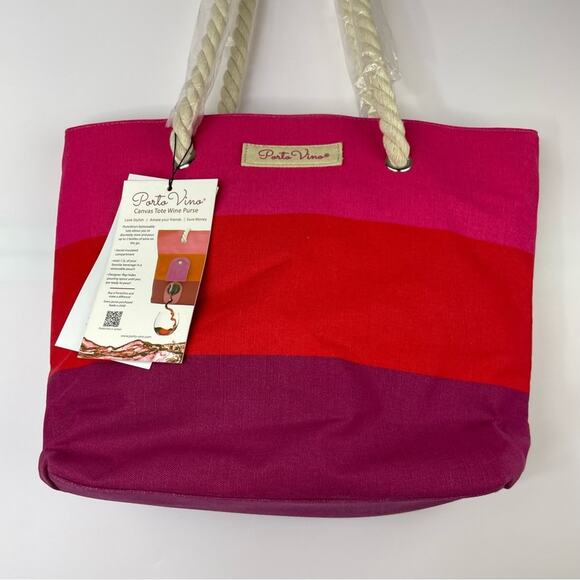 Porto Vino canvas tote insulated compartment NWT - Picture 4 of 16